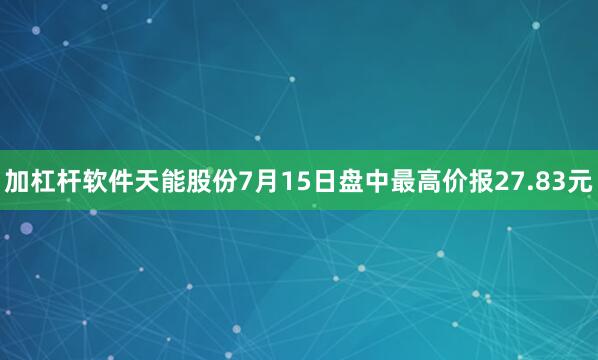 加杠杆软件天能股份7月15日盘中最高价报27.83元