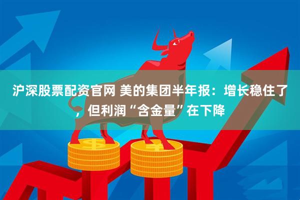 沪深股票配资官网 美的集团半年报：增长稳住了，但利润“含金量”在下降